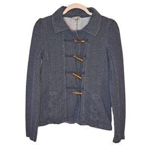 Rubbish Navy Blue Toggle Jacket Herringbone Size Small